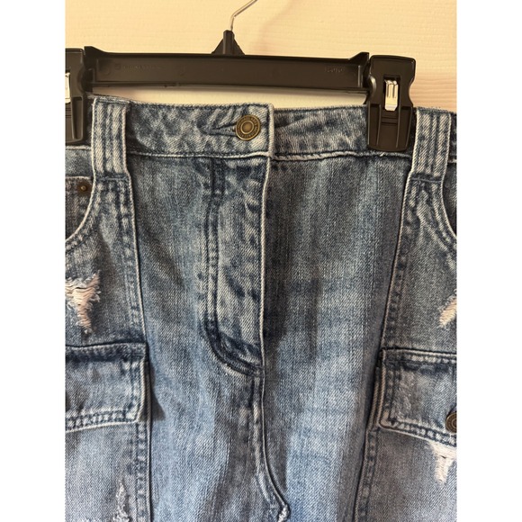 Michael Kors Denim Cargo‎ Mini Skirt Distressed Frayed Hem Women's Size 10 - Picture 3 of 9